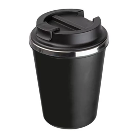 Duplafalú acél ivópohár, 350ml, fekete