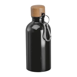 Rozsdamentes acél ivópalack karabinerrel, 400ml, fekete