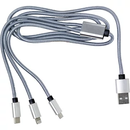 Töltőkábel, nylon, ezüst