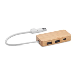 HUBBAM Bambusz 3 portos USB hub, fa