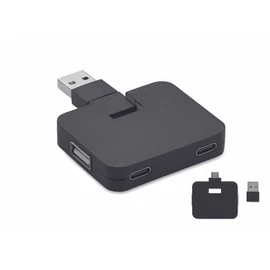 SQUARE-C 4 portos USB hub, fekete