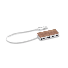 UBAH 4 portos USB hub, 27,5cm kábel, fa
