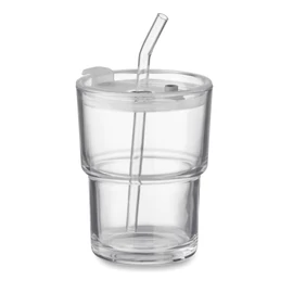 SIP Üveg pohár szívószállal 400 ml, áttetsző