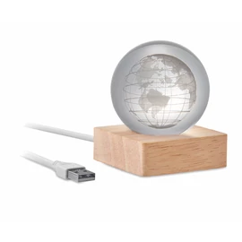 GLOBE LIGHT LED földgömb üveggömb, fa