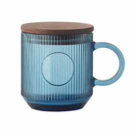 VITRIO MUG Bordázott üveg bögre 300 ml, áttetsző kék