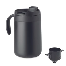 CAFETITO Duplafalú bögre kávészűrővel, fekete