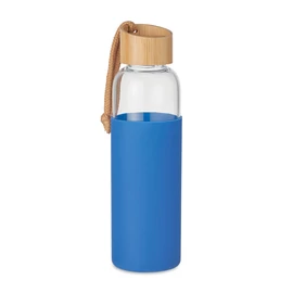 CHAI Üveg palack szilikon tok,500ml, királykék