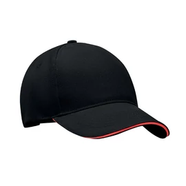LONG BEACH SINGA 5 panel baseball sapka 260g/m², fekete/piros