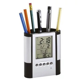 BUTLER LCD-kijelzős ébresztőóra, fekete, ezüst
