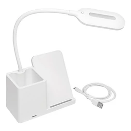 LIGHT & CHARGE asztali lámpa töltőállomással, fehér
