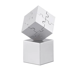 KUBZLE 3D fém kirakó játék, matt ezüst