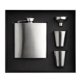 SLIMMY FLASK SET Laposüveg poharakkal, matt ezüst