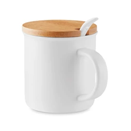 KENYA Porcelánbögre kanállal, fehér