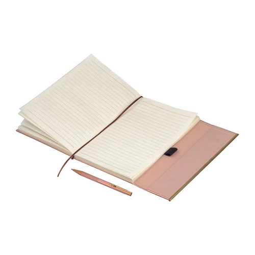 A5 jegyzetfüzet és golyóstoll készlet, rose gold