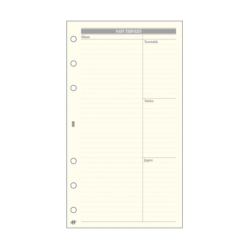L368 Saturnus bianco napi tervező pótlapcsomag