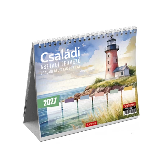 Családi asztali tervezőnaptár fehér álló kartontáblával - 2027