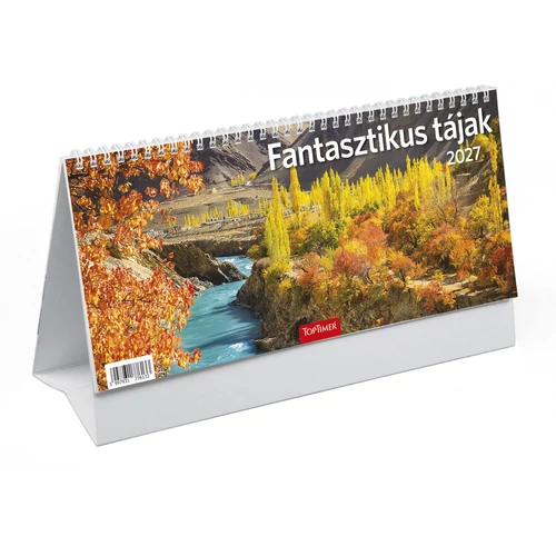 Fantasztikus tájak asztali naptár fehér álló kartontáblával - 2027
