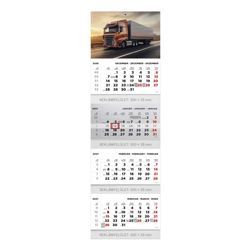 T073 Speditőrnaptár 4 tömbös, Kamion fejkartonnal - 2027