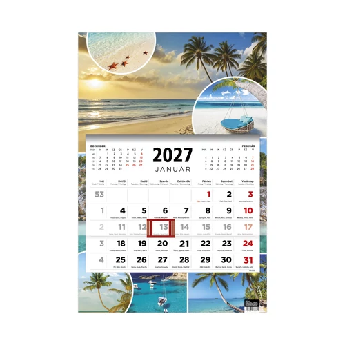 T081 Speditőrnaptár 1 tömbös, Beach hátkartonnal - 2027