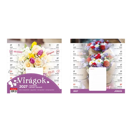 Virágok mágneses falinaptár - 2027
