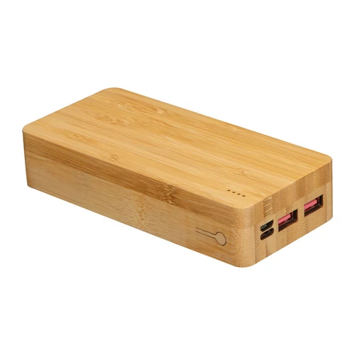 Bambusz power bank 20,000 mAH, bézs