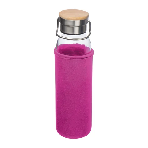 Üveg ivópalack neoprén tokban, 600 ml, rózsaszín