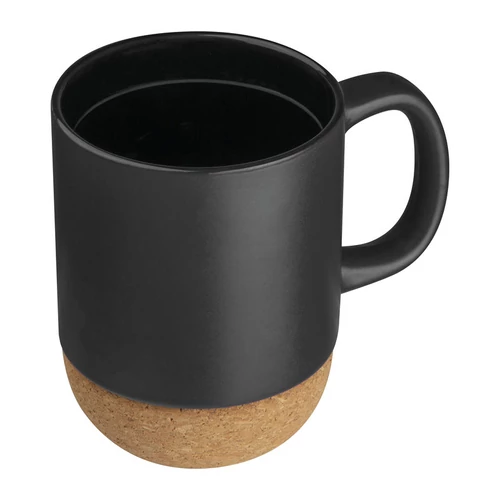 Kerámia bögre parafa aljjal, 350 ml, fekete