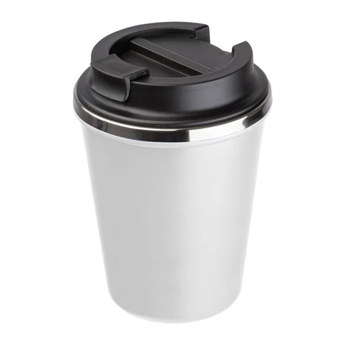 Duplafalú acél ivópohár, 350ml, fehér