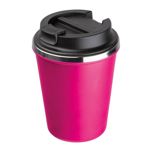 Duplafalú acél ivópohár, 350ml, rózsaszín