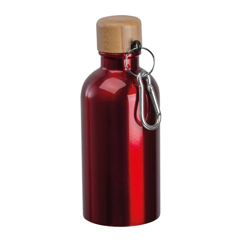 Rozsdamentes acél ivópalack karabinerrel, 400ml, piros