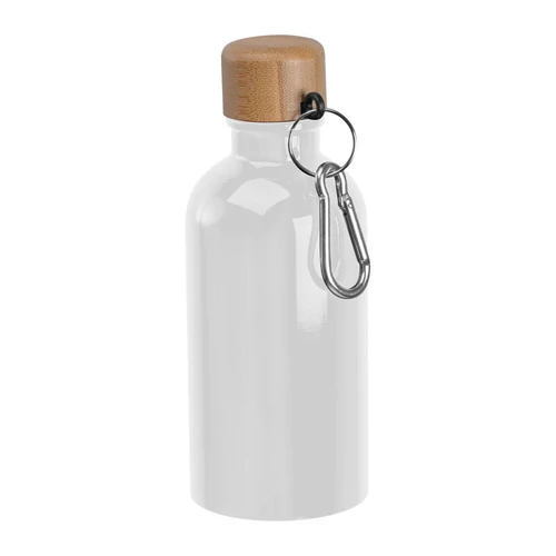 Rozsdamentes acél ivópalack karabinerrel, 400ml, fehér