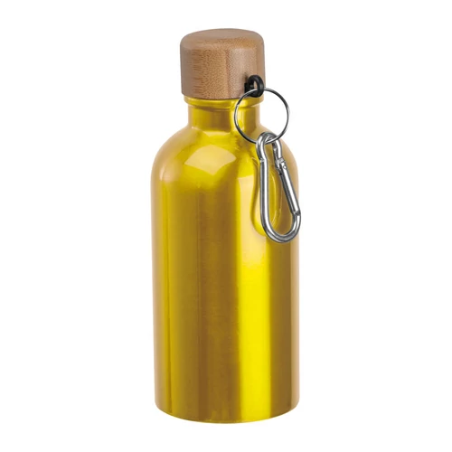 Rozsdamentes acél ivópalack karabinerrel, 400ml, sárga