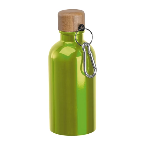 Rozsdamentes acél ivópalack karabinerrel, 400ml, világos zöld