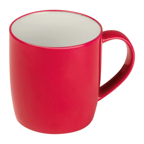 Kerámia bögre, színes külsővel, 300 ml, piros