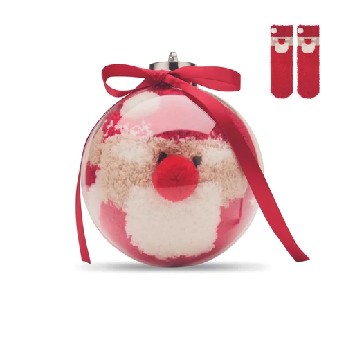 SNUG M Mikulás zokni gömbdíszben, piros