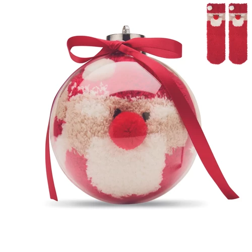 SNUG L Mikulás zokni gömbdíszben, piros