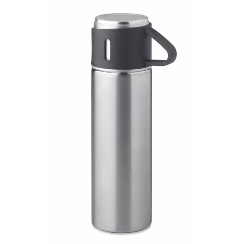 TONIA Duplafalú termoszpalack 420 ml, matt ezüst
