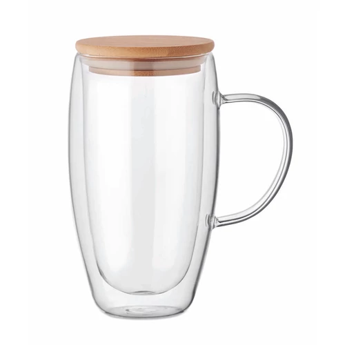 TEROL Dupla falú üvegbögre 450ml, áttetsző