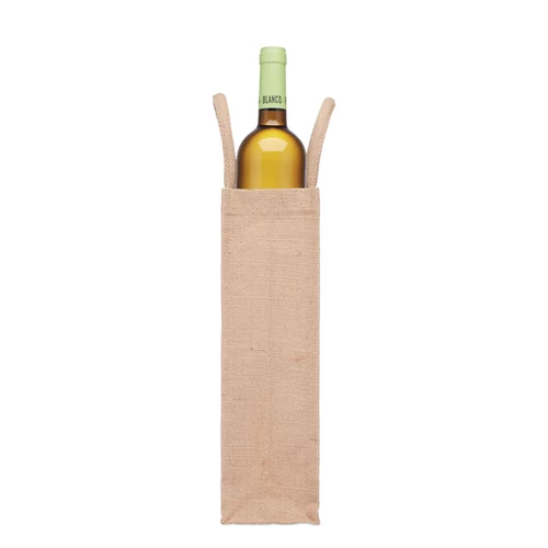 CAMPO DI VINO Juta boros táska egy palackhoz, bézs
