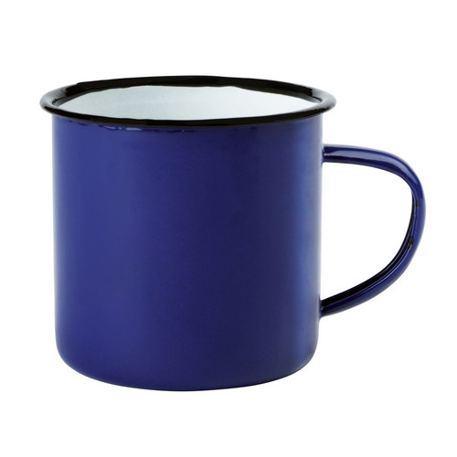RETRO CUP zománcozott bögre, fehér, kék