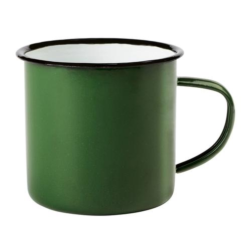 RETRO CUP zománcozott bögre, fehér, zöld