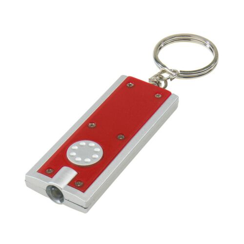 LOOK Téglalap alakú lapos kulcstartó, vörös, ezüst